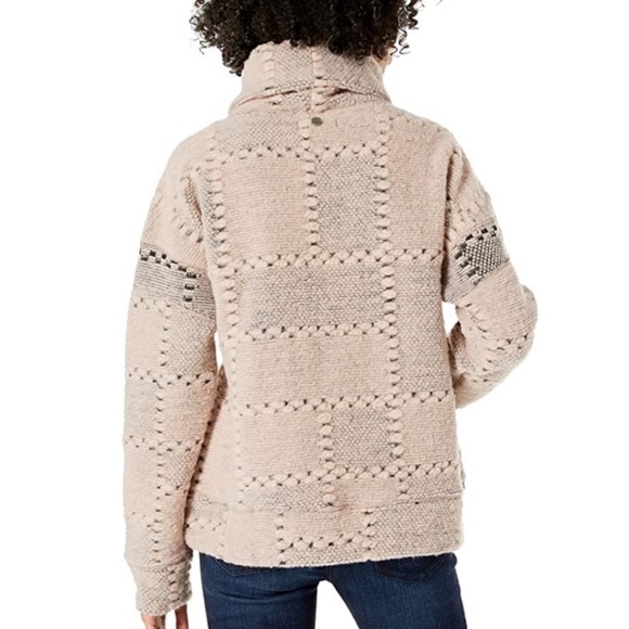 Prana Womens‎ Sweater L Crestland Wool Turtleneck Patchwork Pullover Dusty Rose - Picture 4 of 11